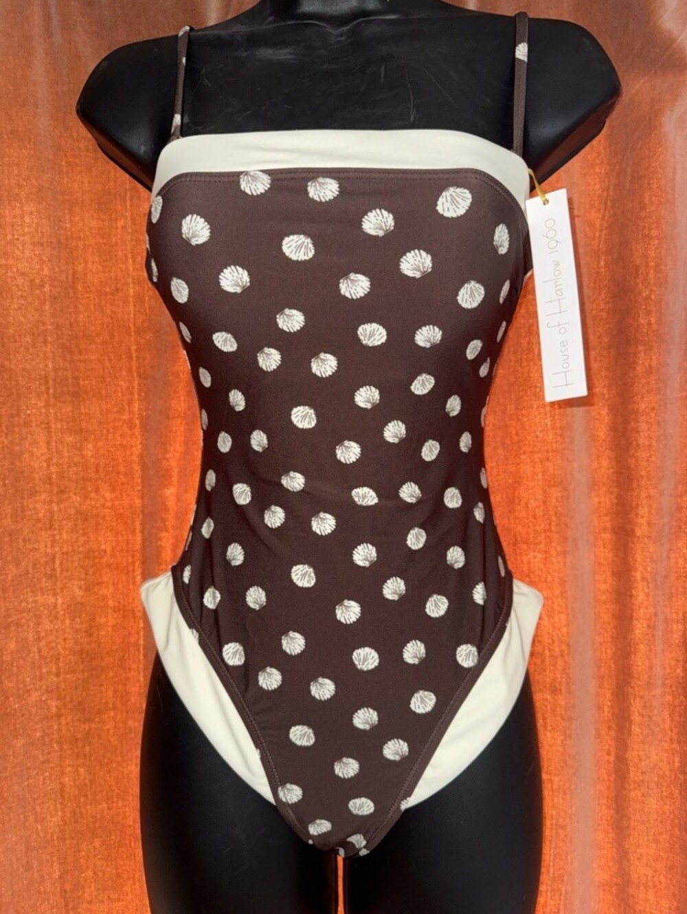 $188 NWT House of Harlow Timeless Retro Seashell Swimwear One Piece Bathong Suit - Picture 5 of 8